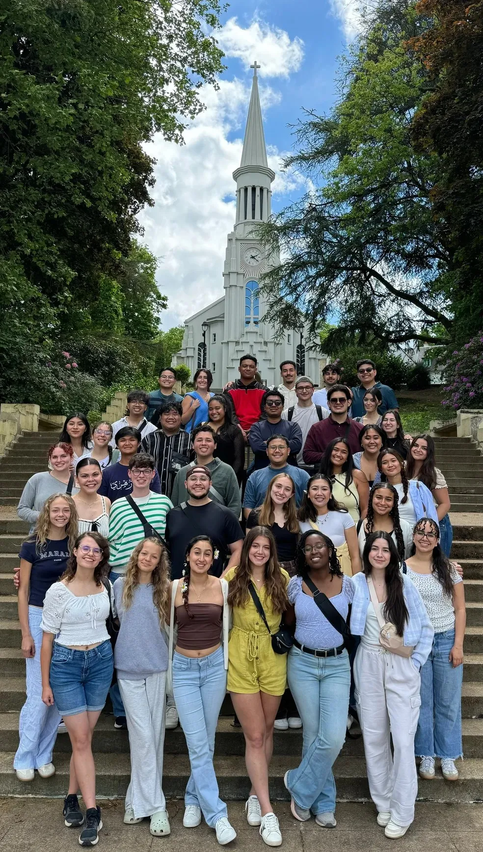 University Singers Group Photo on Stairs