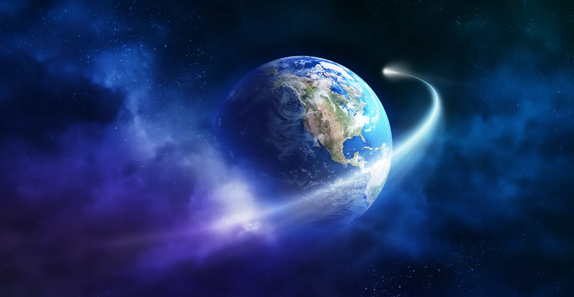 Photo of earth with light