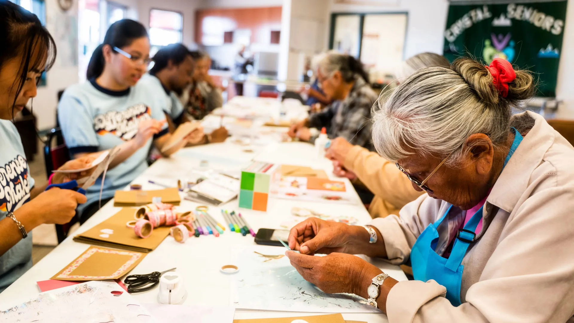 Navajo working on crafts