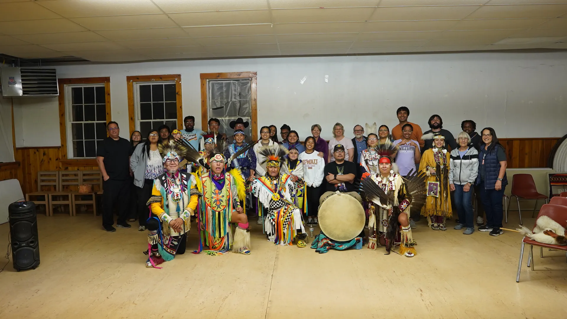Students with Navajo dancers