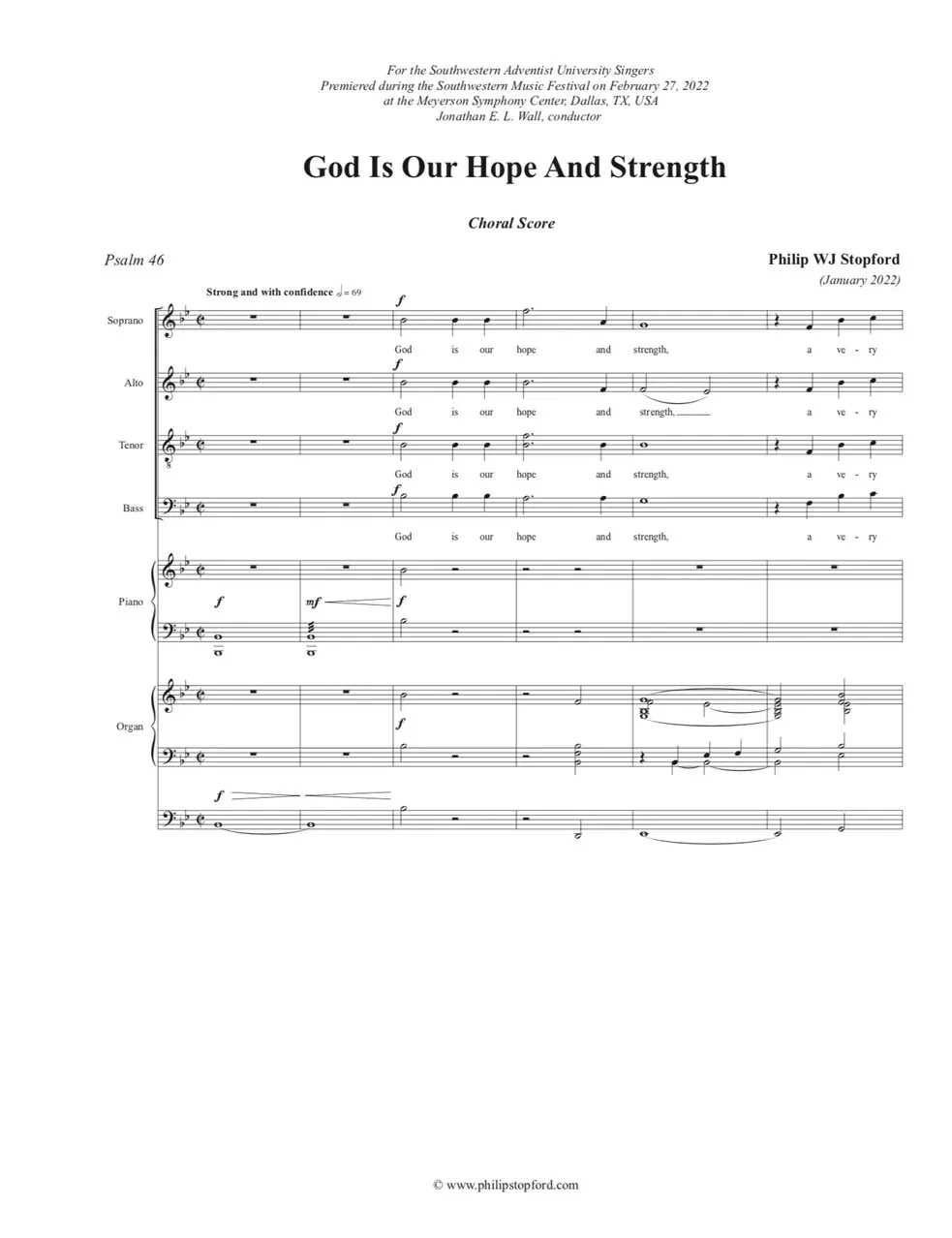 Partial SATB score for God is our Hope and Strength