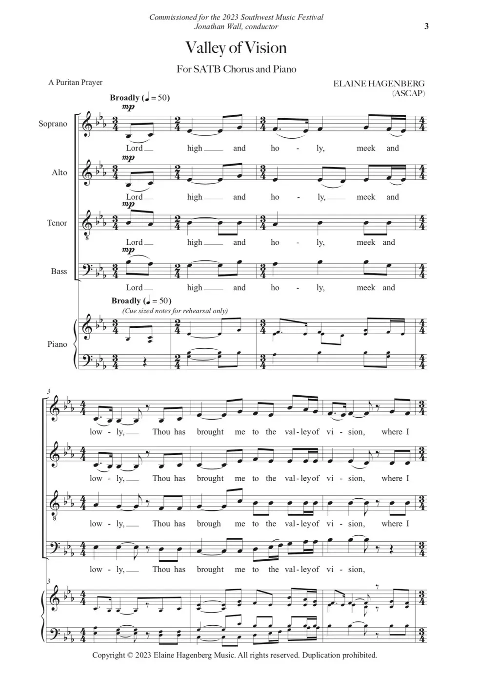 Partial SATB score for Valley of Vision