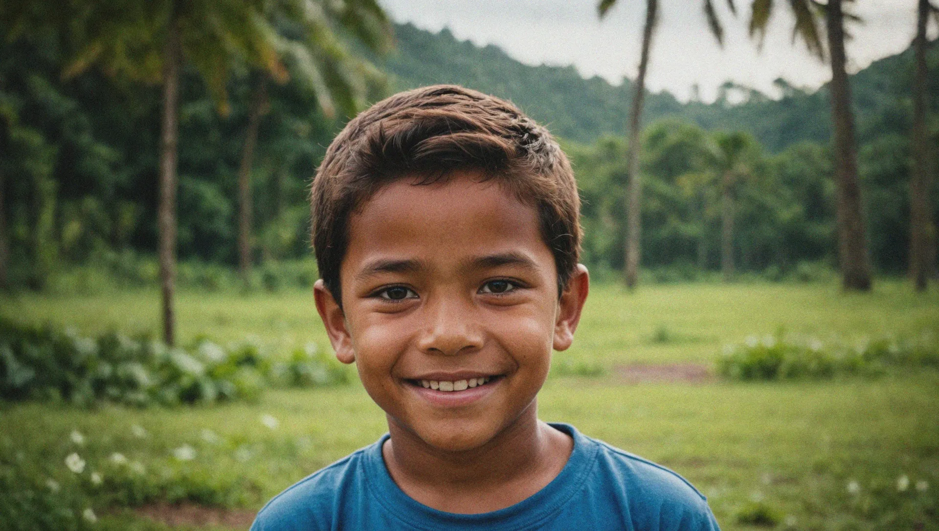 Stock photo of a boy in front of a clearing