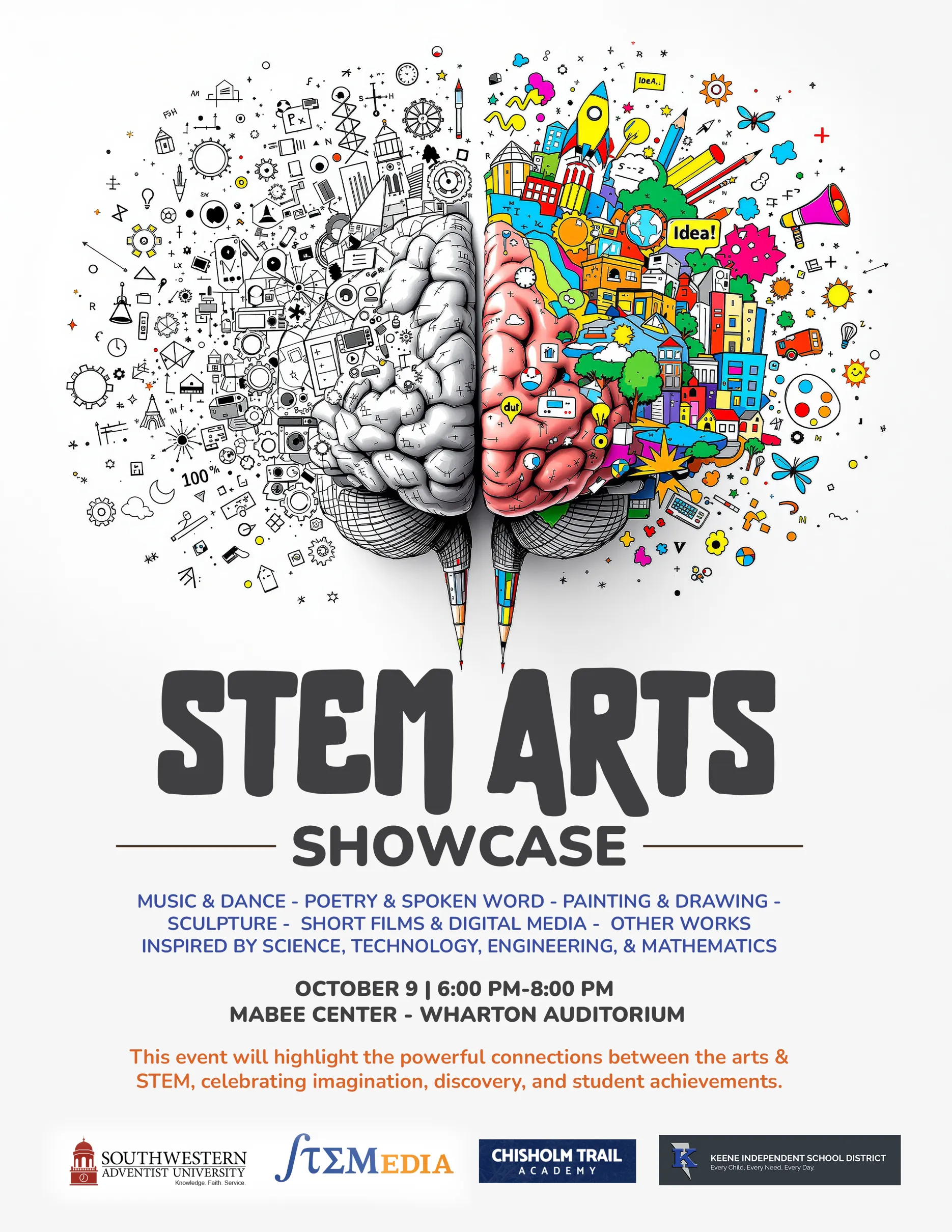STEM Arts Showcase - October 9th 6pm to 8pm at Mabee Center