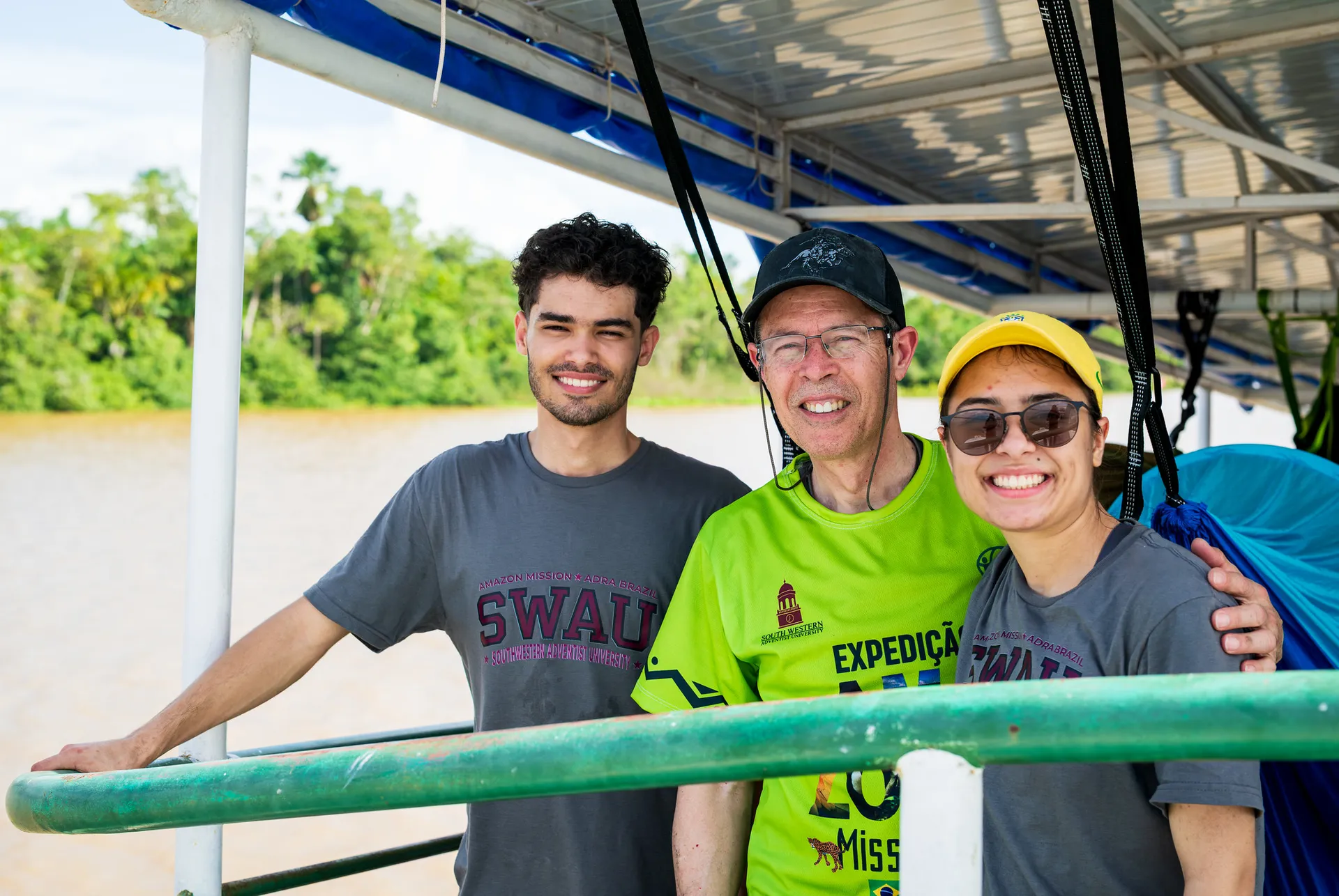 Three people on boat